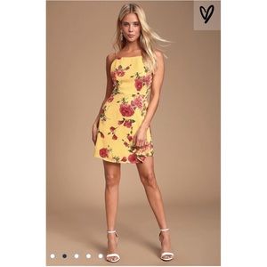Lulu’s Yellow Floral Mini Dress